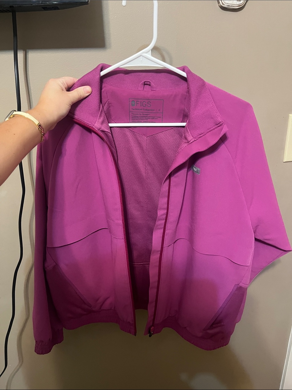 FIGS Women's Bright Magenta Bomber Jacket
